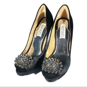 Badgley Mischka Lissa Satin Peep Toe Heels